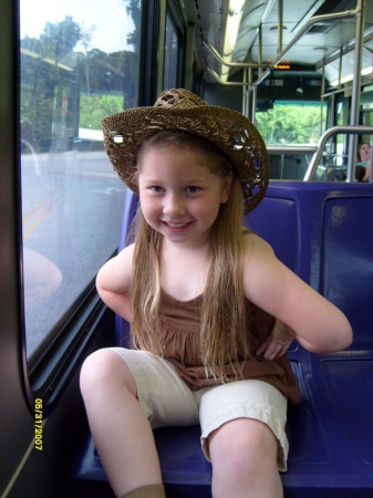 Piper, my little model, on our way to dinner to the "Hoop Dee Doo Review"