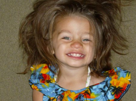 Kennady with crazy hair at 18 months