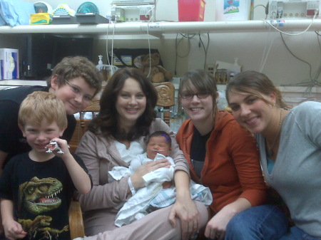 Erika and kids at hospital with chloe