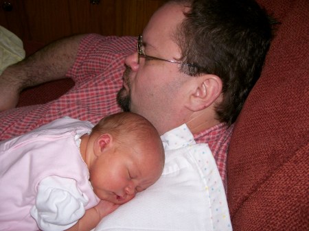 Gracie and daddy taking a nap