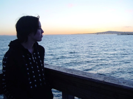 My Daughter Michelle overlooking Ellis Island and the Statue of Liberty.