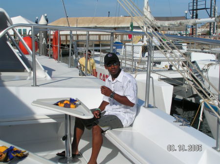 Cabo on a boat