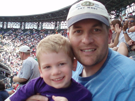 My son Ethan and I at a Colorado Rockies game