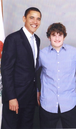 my son TJ and Obama