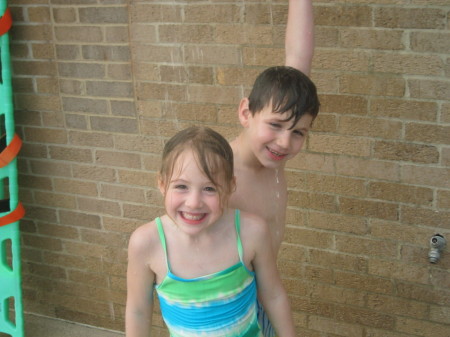 Erin and Owen at swim lessons