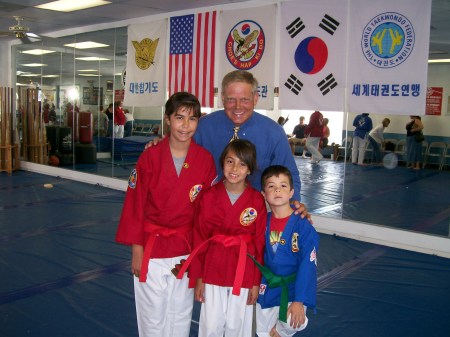 My 3 kids at karate with their instructor