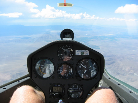 At the controls of my sailplane 16,850 above Nevada, July 2006