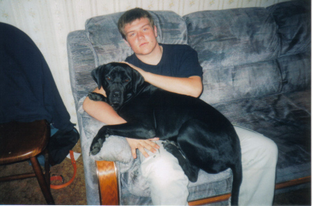 Son Paul with our dog Titan