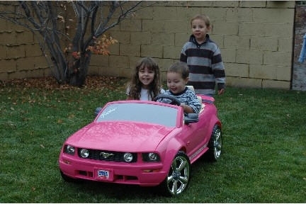 Jaelyn and her cousins taking a cruise in her new Mustang