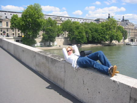 Fooling around by the River Seine Paris