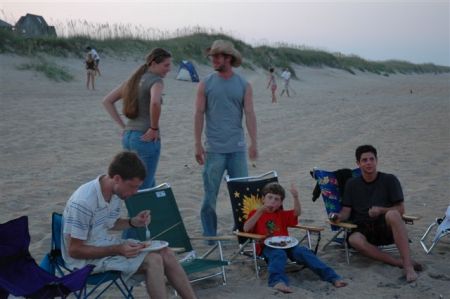 Cookout on beach in Avon - Outer Banks '06