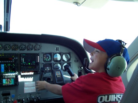 Gavin, Lorie's oldest actually flying the plane!
