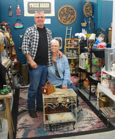 Me & Fred at our Antique Booth, "Twice Again"