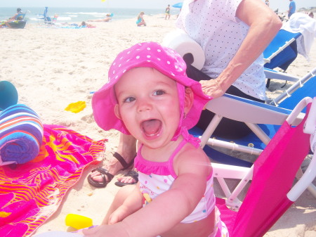 Amber at the beach 12 months old 2007