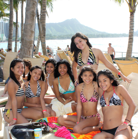 Shuana and Cheerleader Friends at The Sheraton