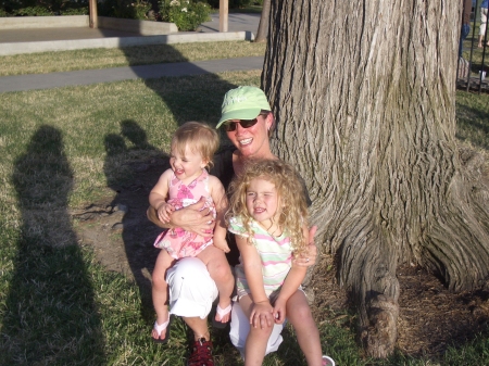 with granddaughters, Jadyn and Alexis