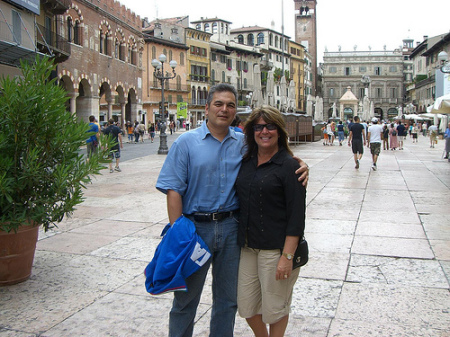 Maria and me at the piazza in Verona, Italy June 2007