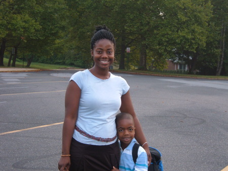 First day of kindergarten - 2006 Jeremiah and Mommy