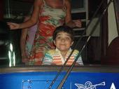 My son Joseph, saying goodbye in the back of a tour bus