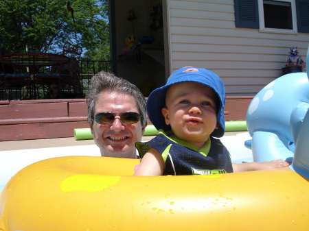 Swimming with my youngest grandson