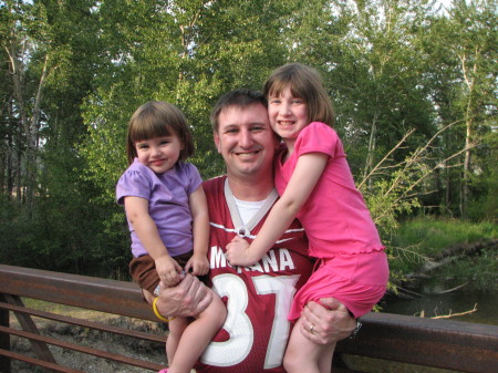 My husband Shawn and the girls, summer '07