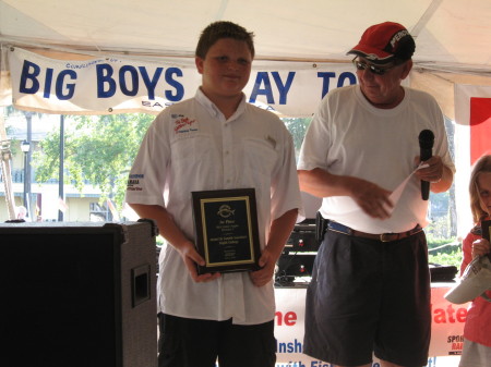 Hunter getting Junior Angler award in St Augustine Kingfish Tournament
