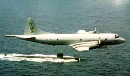 P-3 "on top" of a submarine