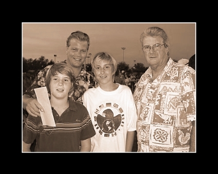 Bryan with his dad and sons at Shane's 8th Grade Promo.