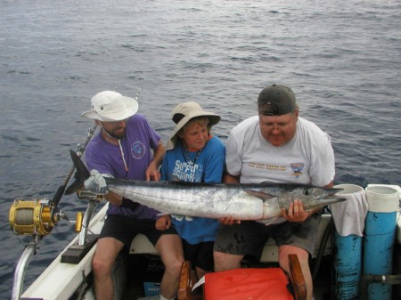 Wow, Tom (in the middle) age 9, caught his first trophy Fish the Ono.