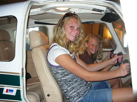 Courtney and Lauren in their uncle's plane