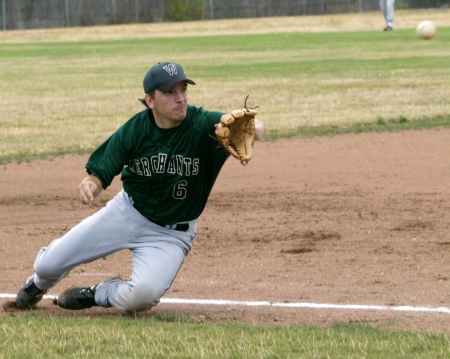 Playing ball with the Whidbey Merchants adult baseball team.