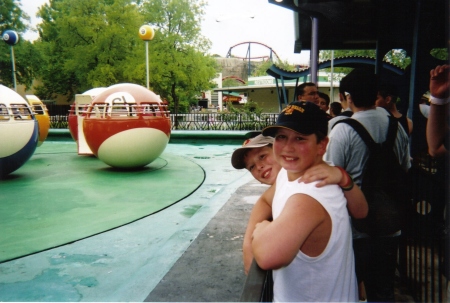 Mitchell my oldest and Miles at Fiesta Texas