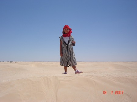 My daughter Sonja in the Sahara desert.