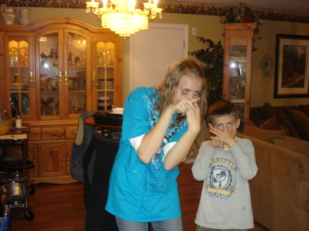 my sister and my son doing the "mosquito"