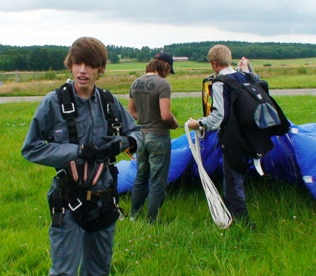 Grandson Ryan after sky dive in Sweden