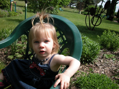 Luna in the sculpture garden