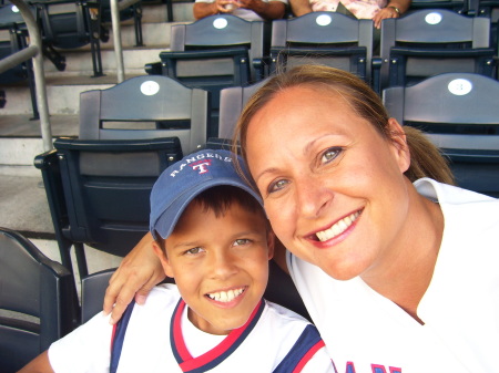 My son and me watching Rangers baseball!