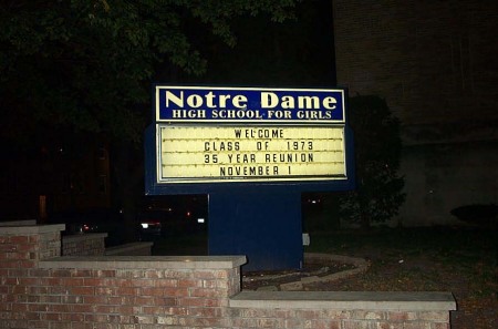 the sign by notre dame hi school