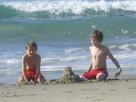 The boys at the beach.  February 2007