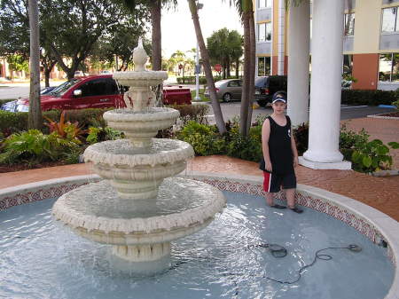 Michael in hotel fountain in Miami
