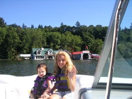 the kids &I out boating