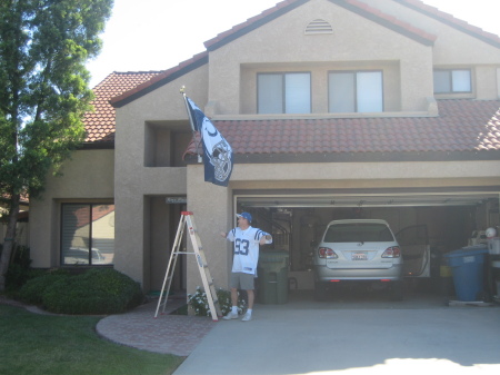 Hanging the Colts flag