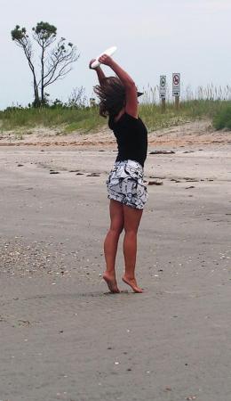 playing frisbee at cape lookout