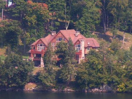 view from deck post&beam across lake