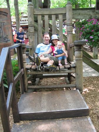 In the big rocking chair at Silver Dollar City