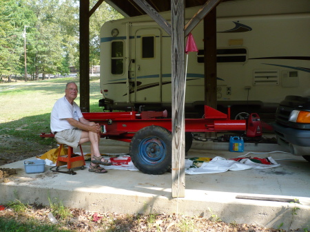 My dad and our "big red" log splitter