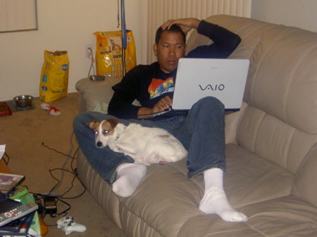 Me and my bro's dog chillen...