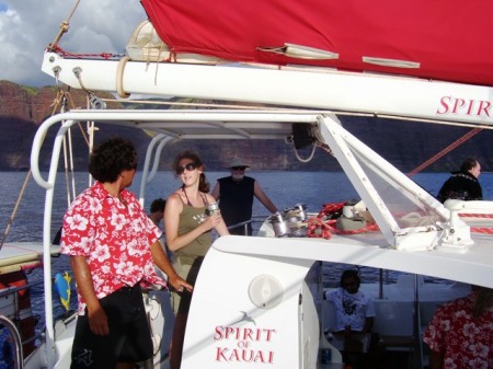 Capt. Sheila at the helm