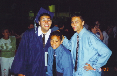 "My three boys" (middle- D.J./right-David Jr.) during my son's (left-Joseph)  highschool graduation, 2003