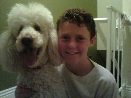 My stepson Alex and the dog "Roxy"